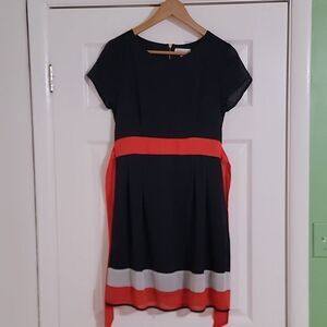 Modcloth dress Apricot brand a-line belted short sleeves size Small